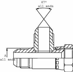 Pièces agricoles - Hydraulique - Raccord vissé L M/F/M 7/8 UNF