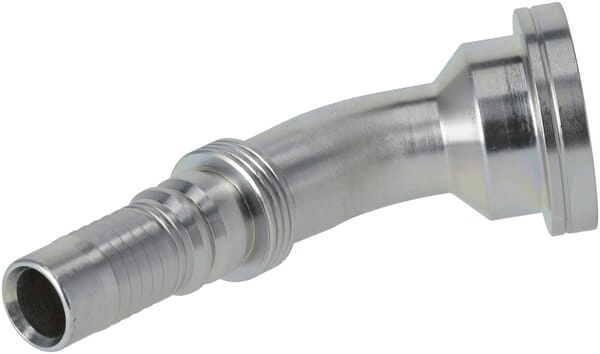 Pièces agricoles - Hydraulique - Raccord à sertir 4SH-DN20 avec flasque ø47,6 mm 45°