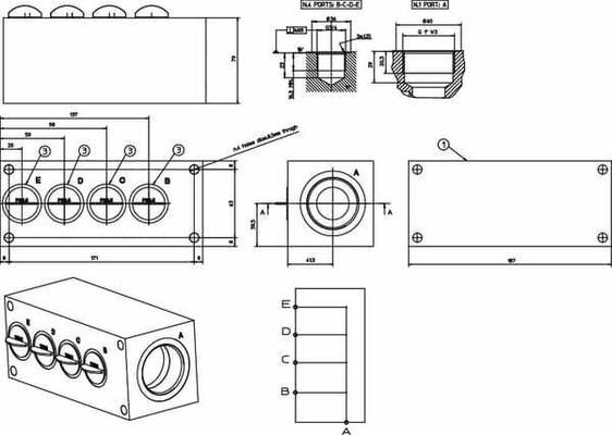 Pièces agricoles - Hydraulique - Bloc de retour 4x3/4" 1x1"1/2