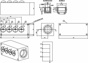 Pièces agricoles - Hydraulique - Bloc de retour 4x3/4" 1x1"1/2