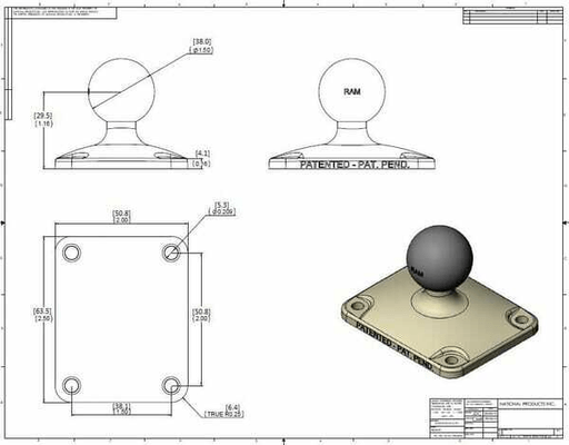 Pièces agricoles - Pièce Pulvérisateur - Plaque de montage 2" x 2,5" "C"