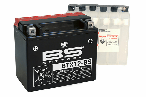 Pièces Quad & Motos - Electrique - Batterie BS BATTERY sans entretien avec pack acide - BTX12-BS