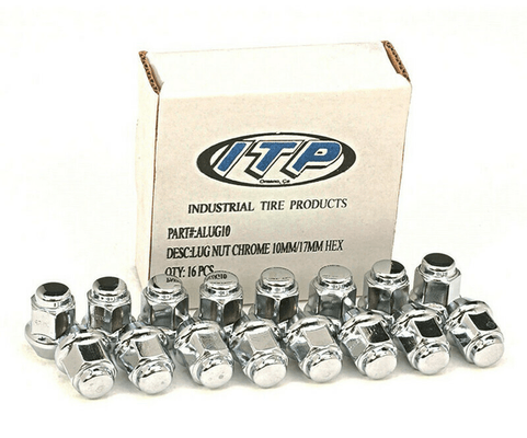 Pièces Quad & Motos - Partie Cycle - Kit écrou de roue ITP plat chrome 10x1.25 - Box of 16