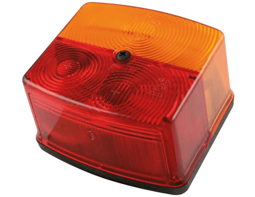 Pièces agricoles - Eclairage - Feu arrière carré, 12V, orange/rouge, à visser, 95x85x55mm, BBS(K) 6025, droit