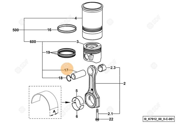 Pièces agricoles - Pieces moteur - AXE DE PISTON Deutz-Fahr origine