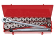 Coffret douille 3/4 pouce et métrique, 12 pans, 24 pièces