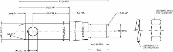Pièces agricoles - Tracteur pièce adaptable - Axe de bras inférieur 22x125mm Kramp