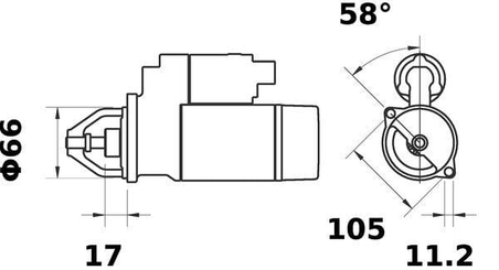 Pièces agricoles - Eclairage - Démarreur 12V, 1,0KW, 8 dents, CCW, Mahle