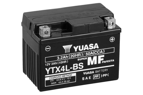 Pièces Quad & Motos - Electrique - Batterie YUASA sans entretien avec pack acide - YTX4L-BS