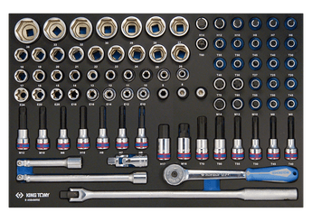 Outils - Outils divers - Module mousse + PP 84 pièces douilles 1/2" et accessoires