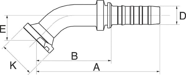 Pièces agricoles - Hydraulique - Raccord à bride DN13+31,8 à 45°