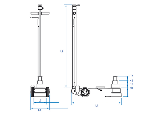 Outils - Outils divers - Cric hydropneumatique 2 étages pour bus/camions grande taille 50/25T