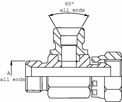 Pièces agricoles - Hydraulique - Raccord en T 1x écrou 3/8 BSP