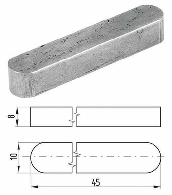 Pièces agricoles - Fasteners - Clavette parallèle à bouts arrondis 10 x 8 x 45