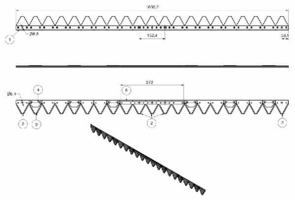 Pièces agricoles - Aménagements paysagers - Lame dentée 1,60m Bucher