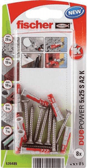 Pièces agricoles - Fasteners - Chevilles tous matériaux DuoPower 5x25 avec vis A2 / Blister de 8