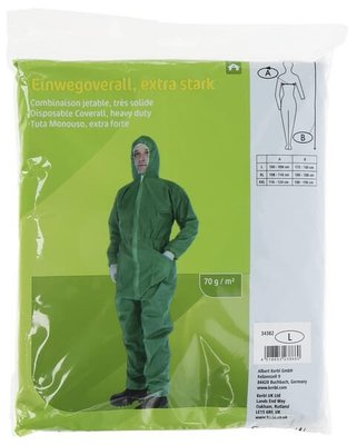 Vêtements et protections - Equipement - Combinaison jetable L, verte, 70 gr