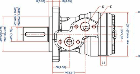 Pièces agricoles - Hydraulique - Moteur Orbit , Cardan Ø32,4-L,