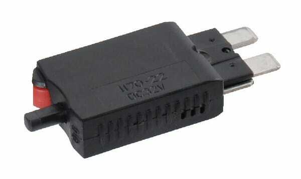 Pièces agricoles - Eclairage - Fusible réinitialisation manuelle thermique 28V 10A longueur 51,6mm rouge E.T.A