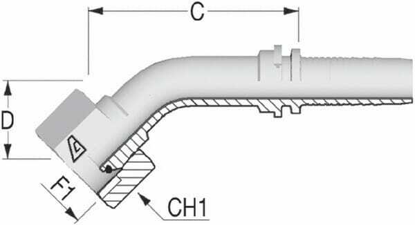 Pièces agricoles - Hydraulique - Raccord sertir DN08-1/4BSP 45°