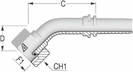 Pièces agricoles - Hydraulique - Raccord sertir DN08-1/4BSP 45°
