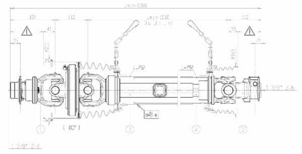 Pièces agricoles - Transmission - Cardan grand-angle S6 L: 1010mm, Bondioli&Pavesi