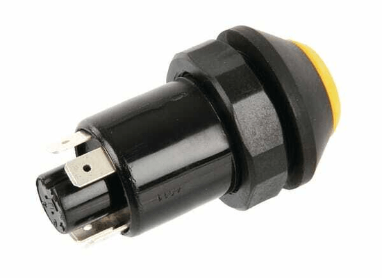 Pièces agricoles - Electricité - Interrupteur à poussoir, essuie-glaces, rond, jaune