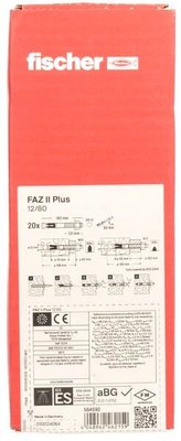 Pièces agricoles - Fasteners - FISCHER FAZ II Plus 12/80 EV (12X180) 20 pièces