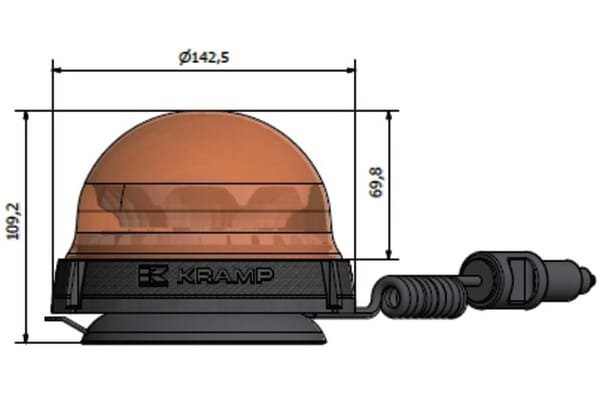Pièces agricoles - Eclairage - Gyrophare à LED, ronde, 12-24 V, ambre, magnétique, Ø 149 mm x 60 mm, K-LED Rebelution Hella