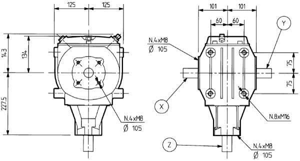 Pièces agricoles - Transmission - Boîtier T-22A 2.42:1