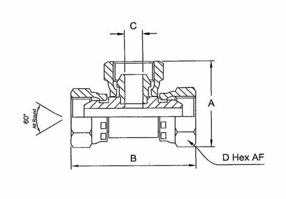 Pièces agricoles - Hydraulique - Raccord en T 3x écrou 3/4 BSP