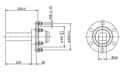 Pièces agricoles - Pièce divers - Fusée d'essieu non freinée 60x200mm (160/205/6)