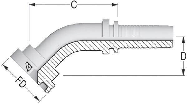 Pièces agricoles - Hydraulique - Embout NS-DN25+bride Ø50,8 m