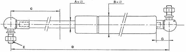 Pièces agricoles - Pièce divers - Vérin à gaz L585mm-150N Stabilus
