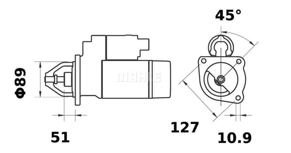 Pièces agricoles - Eclairage - Démarreur 12V, 3.2kW, 10 dents, CW, avec réducteur, Mahle