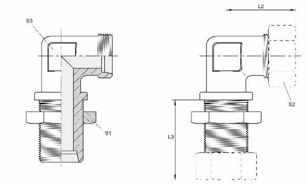 Pièces agricoles - Hydraulique - Coude passe cloison 6L