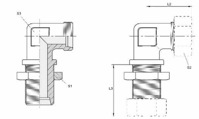 Pièces agricoles - Hydraulique - Coude passe cloison 6L