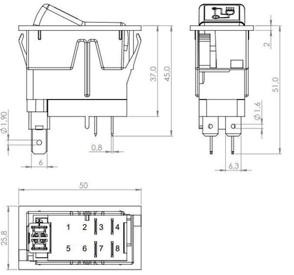 Pièces agricoles - Eclairage - Interrupteur à bascule, I-0, off-on, 12V, 4 broches, phare auxiliaire