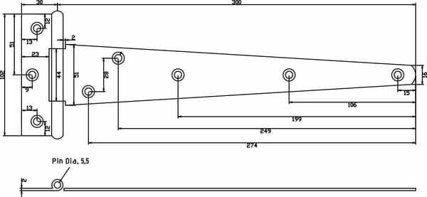 Pièces agricoles - Fasteners - Jeu de 2 charnière T 16"x400mm