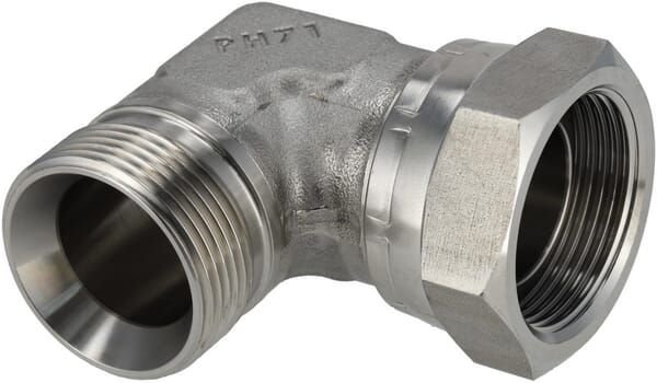 Pièces agricoles - Hydraulique - Raccord coudé M/F 1 1/4" BSP SS