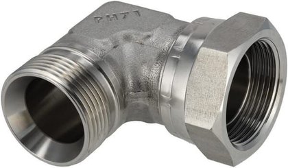 Pièces agricoles - Hydraulique - Raccord coudé M/F 1 1/4" BSP SS