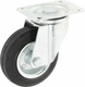 Roue pivotante, roue en caoutchouc : Ø125x37.5mm, fixation de la plaque : 115x85mm Charge : 130kg, Ro-Carr