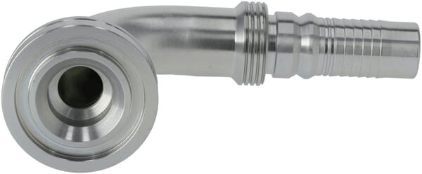 Pièces agricoles - Hydraulique - Raccord à sertir 4SH-DN20 avec flasque ø47,6 mm 90°