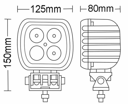 Pièces agricoles - Eclairage - Phare de travail LED carré 48W 4050lm, 10/30V, 125x90x125mm, faisceau large, 4 LED Kramp