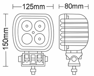 Pièces agricoles - Eclairage - Phare de travail LED carré 48W 4050lm, 10/30V, 125x90x125mm, faisceau large, 4 LED Kramp