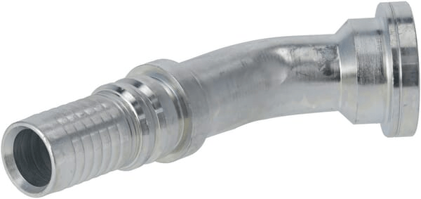 Pièces agricoles - Hydraulique - Raccord à sertir 4SH-DN25 avec flasque ø47,6 mm 45°