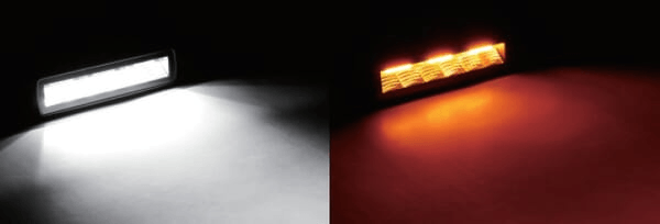 Pièces agricoles - Eclairage - Lampe de travail indirecte LED, 30W, 2880lm, rectangulaire, 12/24V, blanc/orange, 157x49,7x60mm prise Deutsch, faisceau étroit,