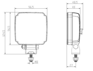 Pièces agricoles - Eclairage - Phare de travail LED, 27W, 3420lm, carrée, blanche, 96,5x48,5x124,5mm, Deutsch 2 broches, inondation, Kramp (boîte de 10 pièces