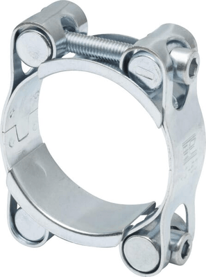Pièces agricoles - Fasteners - Collier de serrage, 40-50 mm double boulon, double bande DIN912 zingué Kramp