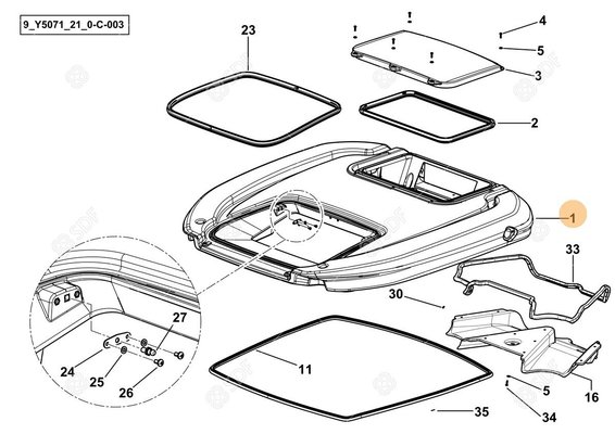 Pièces agricoles - Cabine et structure - ROOF H.V. LBG ASS.Y